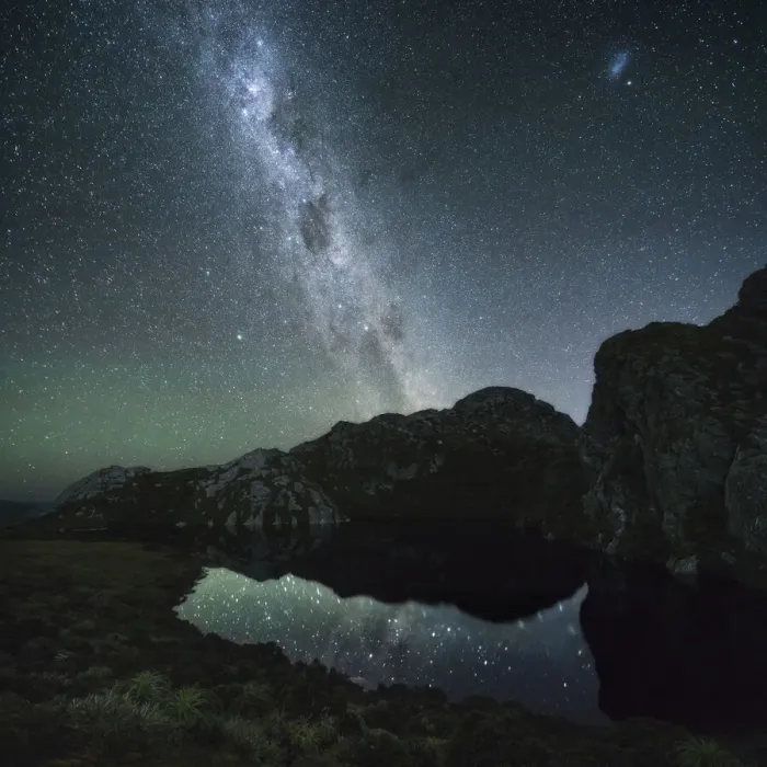 Framed Print : The milky way above Hanging Lake in the Eastern Arthur Range, Southwest National Park