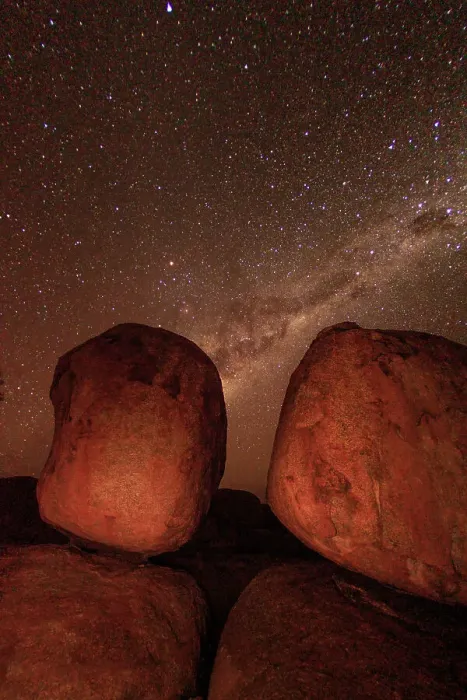 Framed Print : Milky Way over the Karlu Karlu  /  Devils Marbles Conservation Reserve. Northern Territory. Australia