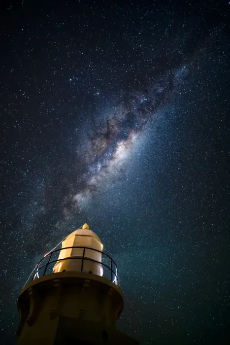 Framed Print : Milky Way and the lighthouse