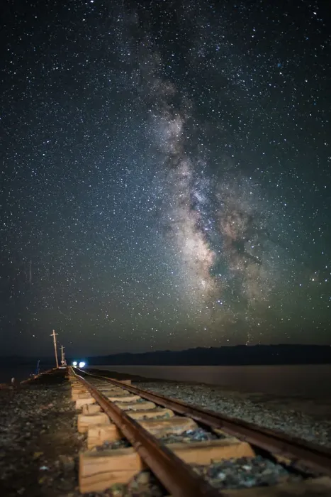 Framed Print : Milky way and mining railway track in Chaka Salt Lake on Qinghai-Tibetan Plateau, China Framed Print : Milky way and mining railway track in Chaka Salt Lake on Qinghai-Tibetan Plateau, China