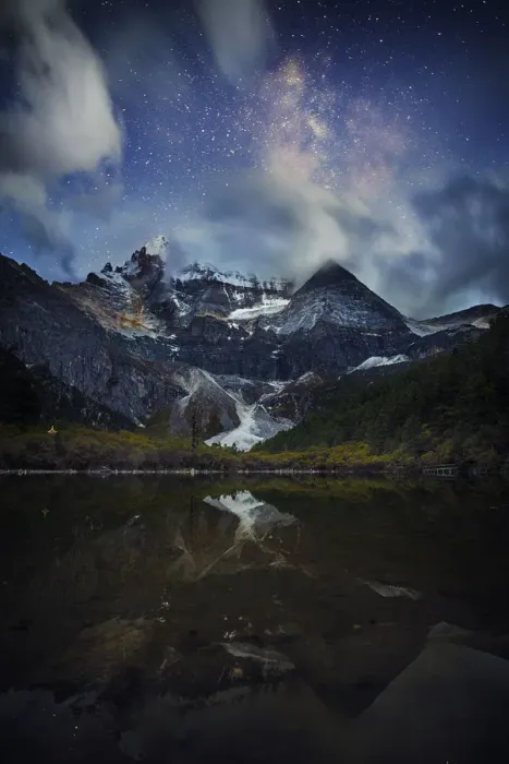 Framed Print : Milky way above sacred Tibetan snow peak Framed Print : Milky way above sacred Tibetan snow peak