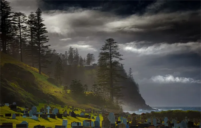 Framed Print : Misty coastline on Norfolk Island Framed Print : Misty coastline on Norfolk Island