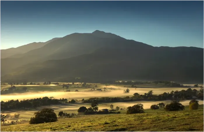 Framed Print : Misty dawn, Kiewa valley, alpine area of Victoria, Australia