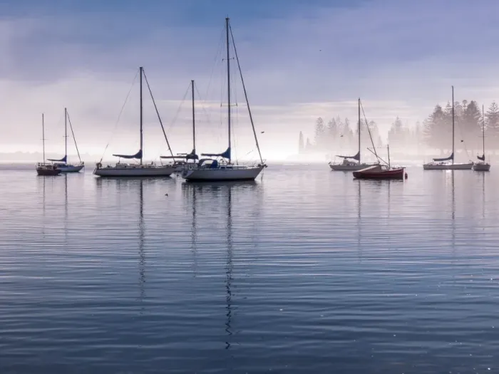 Framed Print : Misty Morning on Pelican Bay
