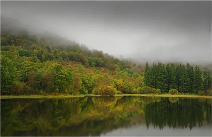 Framed Print : Misty reflections, Esthwaite water, Lakes district, Cumbria, England, United Kingdom Framed Print : Misty reflections, Esthwaite water, Lakes district, Cumbria, England, United Kingdom