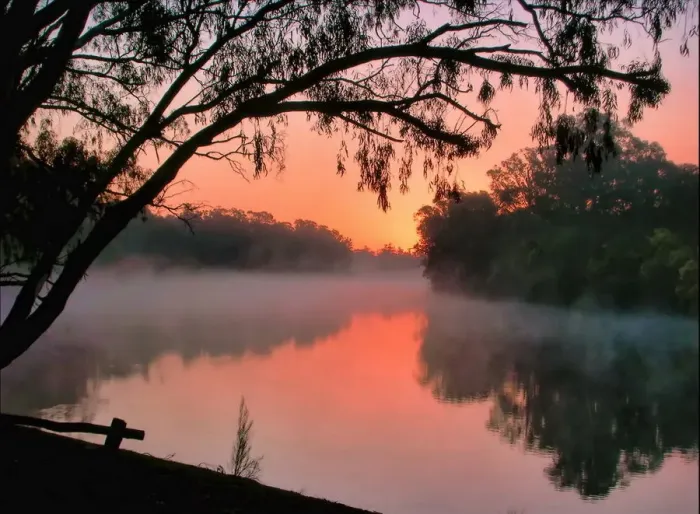 Framed Print : Misty sunrise