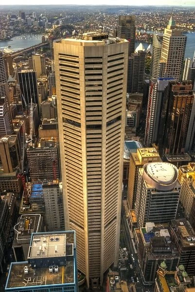 MLC Centre and Sydney city skyscrapers aerial view
