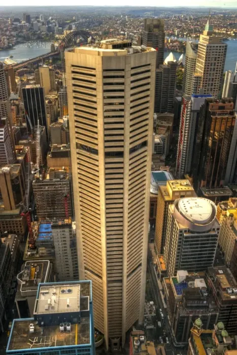Framed Print : MLC Centre and Sydney city skyscrapers aerial view