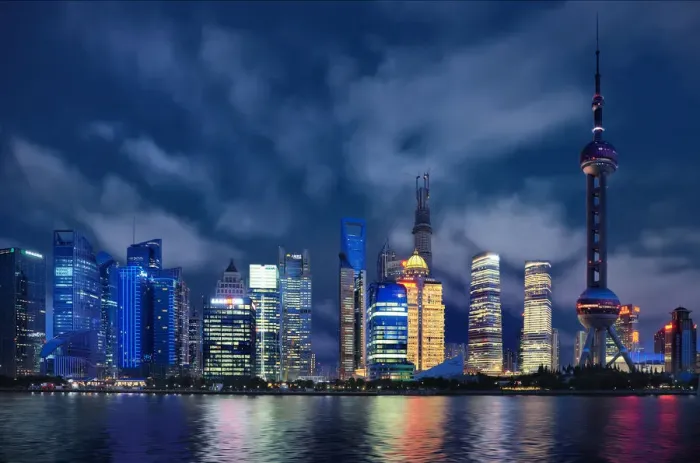 Framed Print : The Modern Skyline of Pudong Along Huangpu River, Shanghai, China
