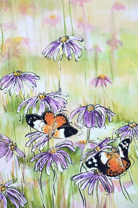 Framed Print : Monarch Butterflies Resting on Aster Asteraceae Daisies Watercolor Painting Framed Print : Monarch Butterflies Resting on Aster Asteraceae Daisies Watercolor Painting