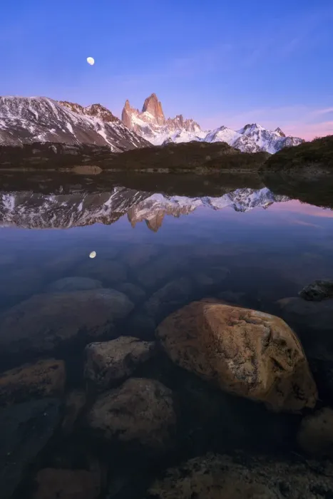 Framed Print : Moon over Fitz roy Framed Print : Moon over Fitz roy