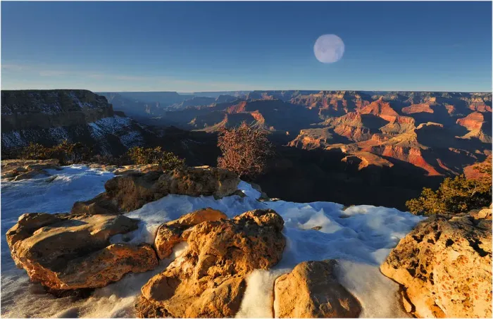 Framed Print : Moon rising, Grand Canyon, Arizona, south western United States of America Framed Print : Moon rising, Grand Canyon, Arizona, south western United States of America