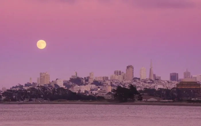 Framed Print : Full moon at San Francisco city Framed Print : Full moon at San Francisco city