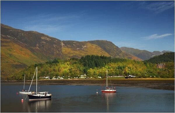 Moored boats on Loch Leven, Western highlands, Scotland