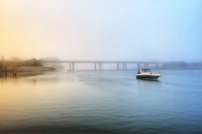 Framed Print : Morning mist of Devonport, Tasmania, Australia