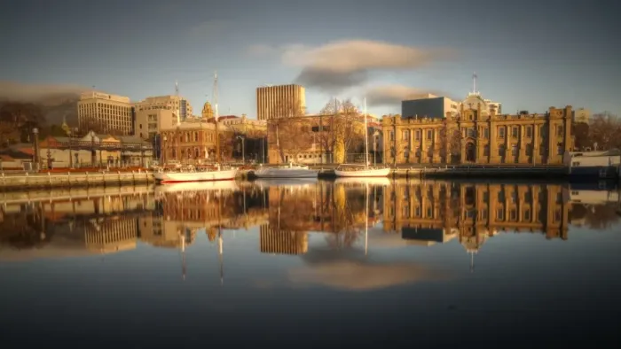Framed Print : Morning sunlight over Hobart Constitution Dock Framed Print : Morning sunlight over Hobart Constitution Dock