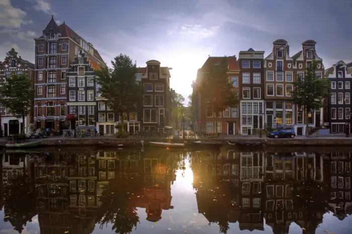 Framed Print : Morning View of the Amsterdam Canals, North Holland, Netherlands Framed Print : Morning View of the Amsterdam Canals, North Holland, Netherlands