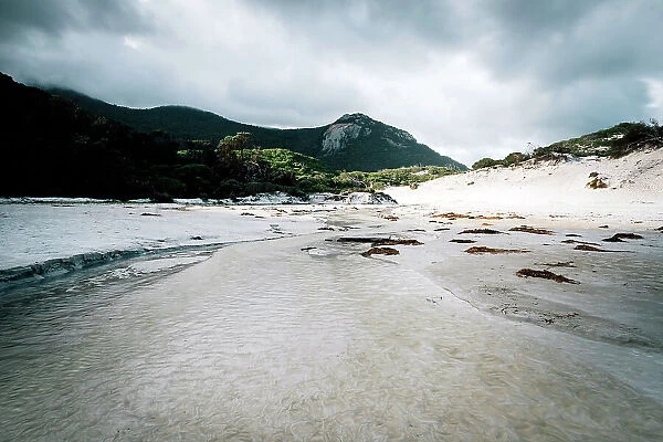 Mount Bishop viewed from Squeaky Beach leading in Wilsons Promontory National Park, Australia