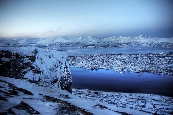 Mount Floya, Tromso and Lyngen Alps in winter