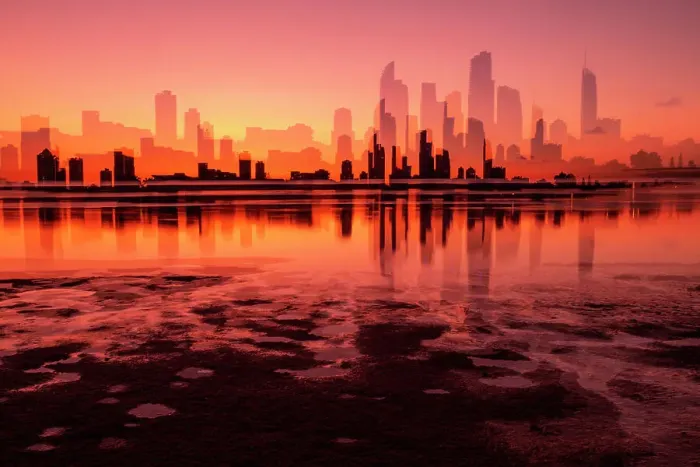 Framed Print : Multiple Exposure city scene at sunset. Gold Coast, Australia Framed Print : Multiple Exposure city scene at sunset. Gold Coast, Australia