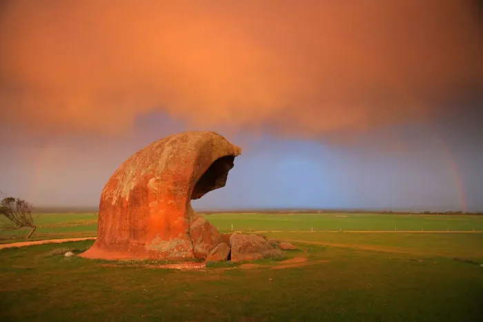 Framed Print : Murphys Haystacks and rainbow. South Australia