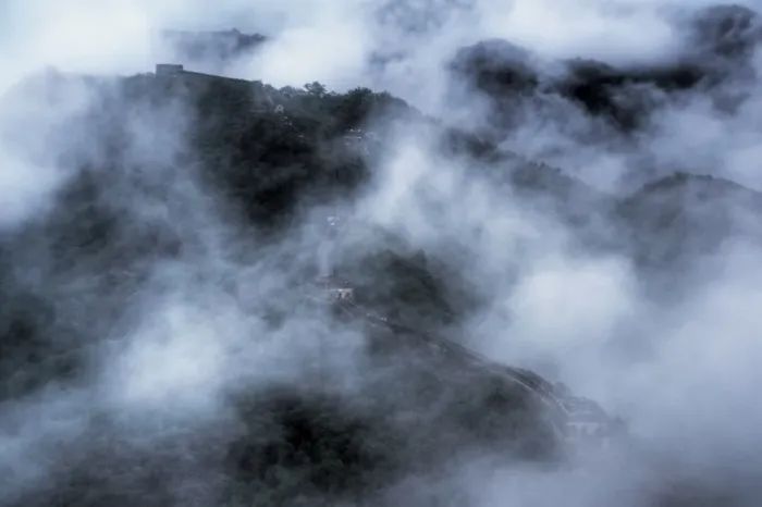 Framed Print : Mutianyu Great Wall of China in dense fog