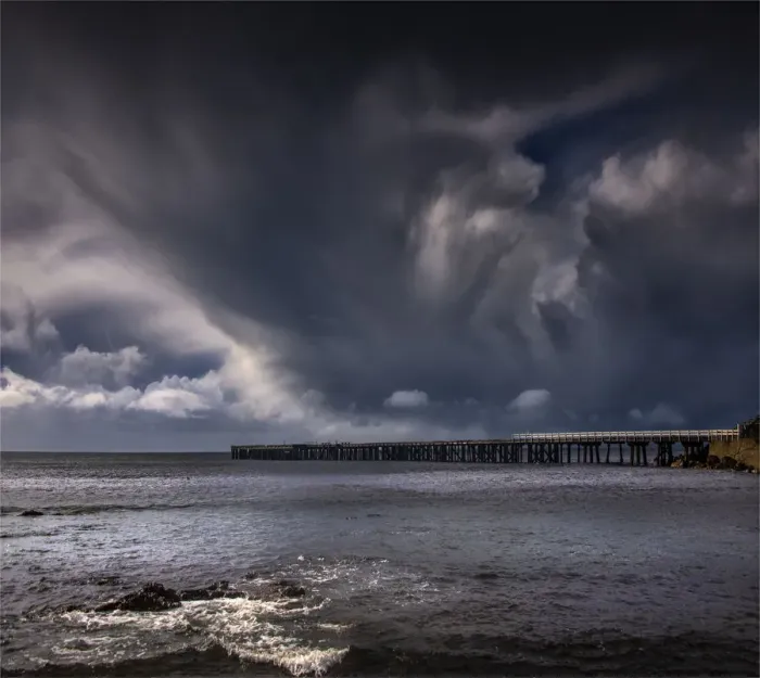 Framed Print : Naracoopa pier on the rugged and wildly beautiful east coastline of King Island, Bass Strait, Tasmania, Australia