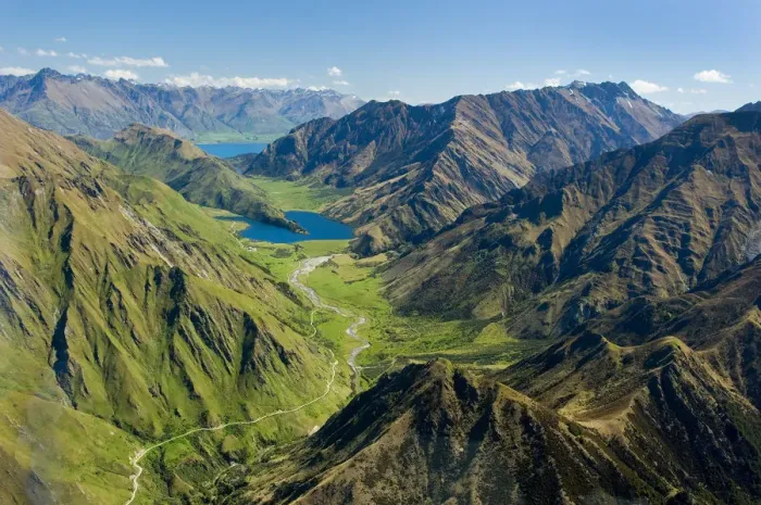 Framed Print : Nature. Queenstown aerial mountains alpine remote lakes wakitipu glacial