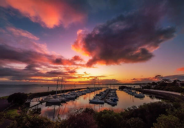 Newhaven Yacht club marina at dawn, Phillip Island, Bass coast, Victoria, Australia