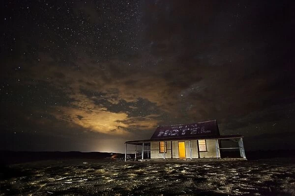 night landscape of outback shed