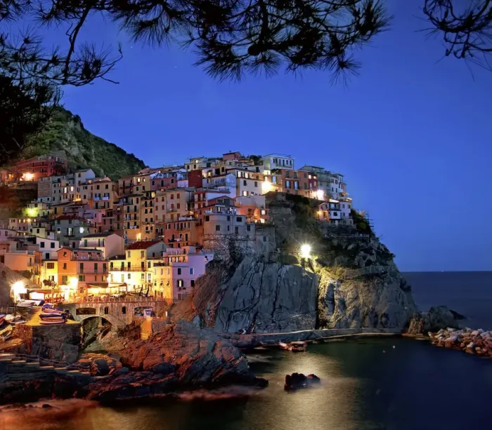 Framed Print : Night lights of Cinque Terre