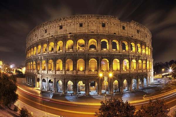 The Night Lights of the Colosseum. Rome, Italy