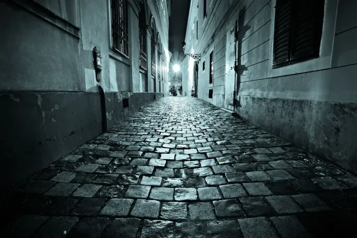 Framed Print : Night view of alley
