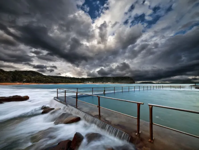 Framed Print : Ocean Baths and dramtic storm clouds Framed Print : Ocean Baths and dramtic storm clouds