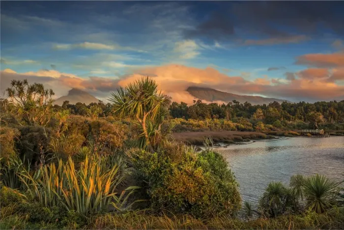 Framed Print : Okuru river at dusk, south island, New Zealand Framed Print : Okuru river at dusk, south island, New Zealand