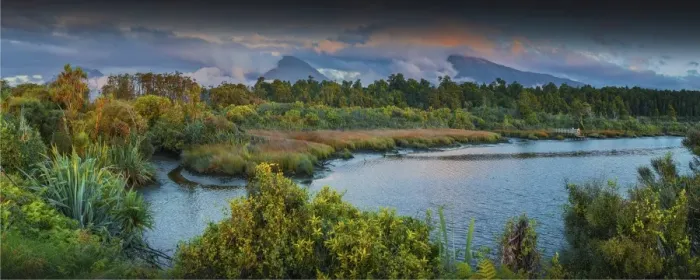 Framed Print : Okuru river at dusk, south island, New Zealand Framed Print : Okuru river at dusk, south island, New Zealand
