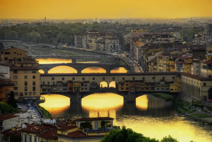 Framed Print : Old Bridge, Florence at dusk Framed Print : Old Bridge, Florence at dusk