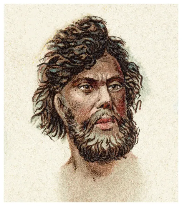 Framed Print : Old chromolithograph illustration of Ethnology - Aboriginal Australian