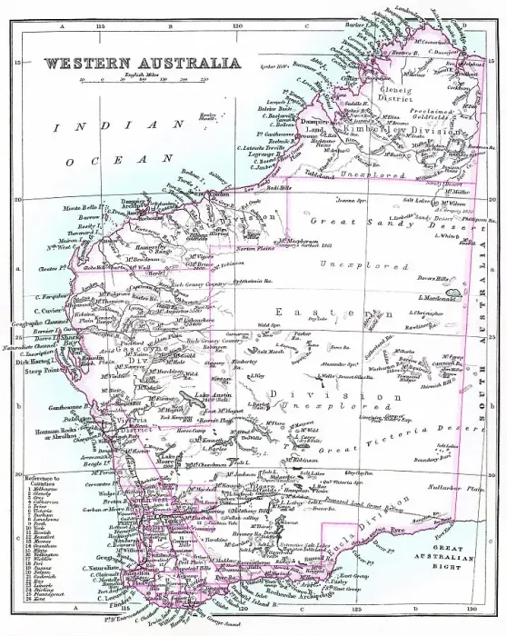Framed Print : Old chromolithograph map of Western Australia