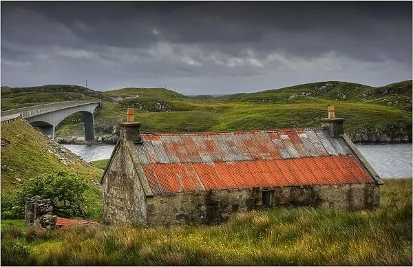 Old cottage near the new bridge to Scalpay, Outer Hebrides, Scotland