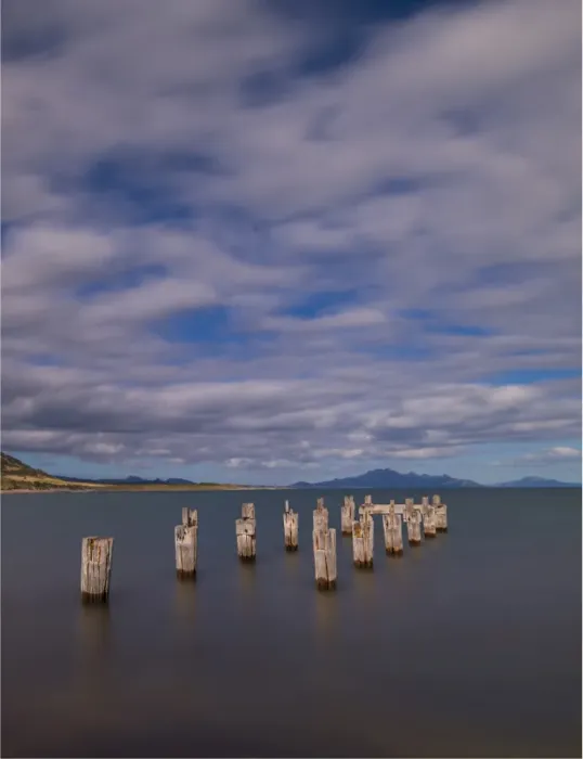 Framed Print : Old derelict pier at Lillies beach, on the coastline of Sawyers bay, Flinders Island, Bass Strait, Tasmania, Australia