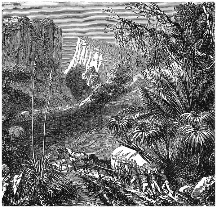 Framed Print : Old engraved illustration of the Blue Mountains, a mountainous region and a mountain range located in New South Wales, Australia (part of the western outskirts of the Greater Sydney area)