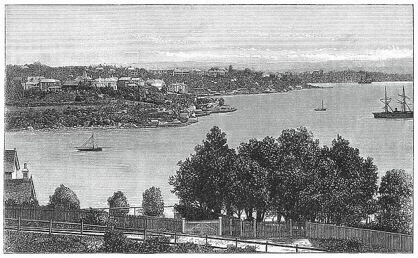 Old engraved illustration of Elizabeth Bay, Sydney