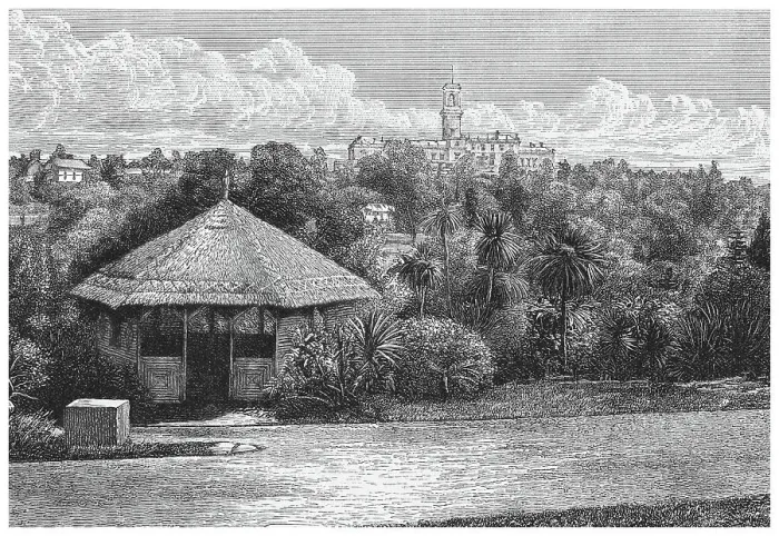 Framed Print : Old engraved illustration of Government House is the official residence of the governor of Victoria, located in Kings Domain, Melbourne, next to the Royal Botanic Gardens