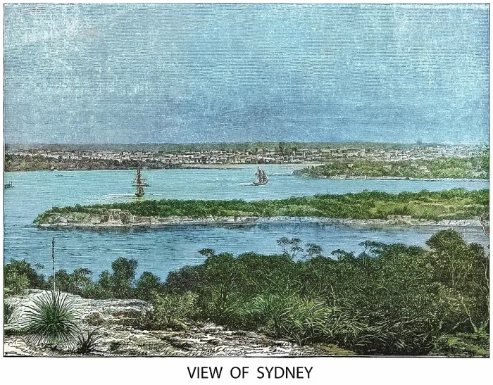 Framed Print : Old engraved illustration of view of Sydney, Australia