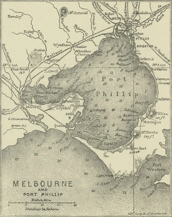 Framed Print : Old engraved map of Melbourne and Port Phillip, Australia Framed Print : Old engraved map of Melbourne and Port Phillip, Australia