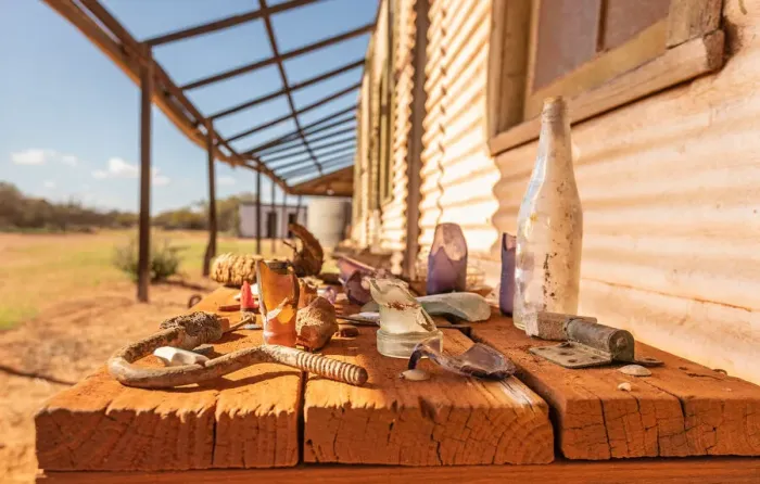 Framed Print : Old finds. At an abandoned settlement in the outback