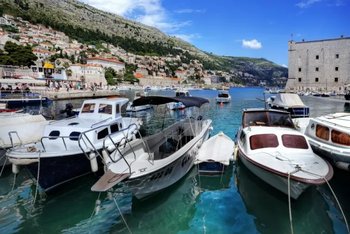 Framed Print : Old Harbour In The Walled City of Dubrovnik, Dalmatia, Croatia Framed Print : Old Harbour In The Walled City of Dubrovnik, Dalmatia, Croatia