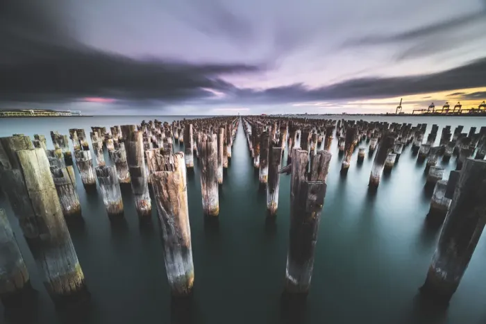 Framed Print : Old Pier Pylons in the Bay Framed Print : Old Pier Pylons in the Bay
