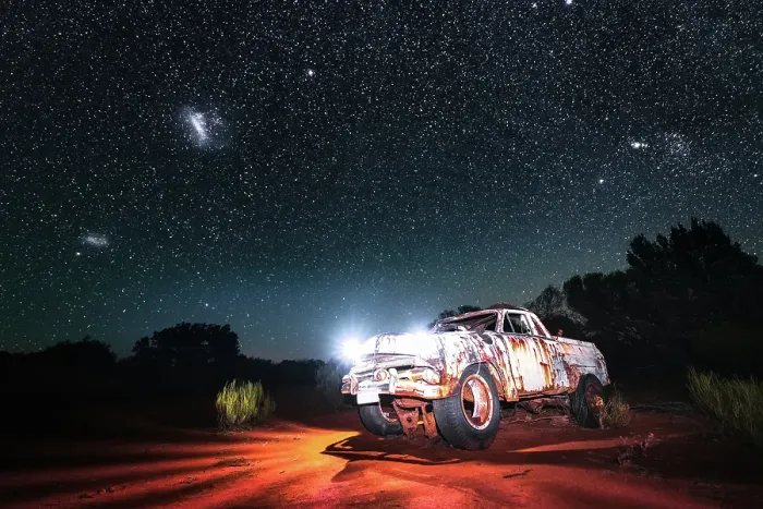 Framed Print : Old rusted truck under the stars in Australian Outback Framed Print : Old rusted truck under the stars in Australian Outback